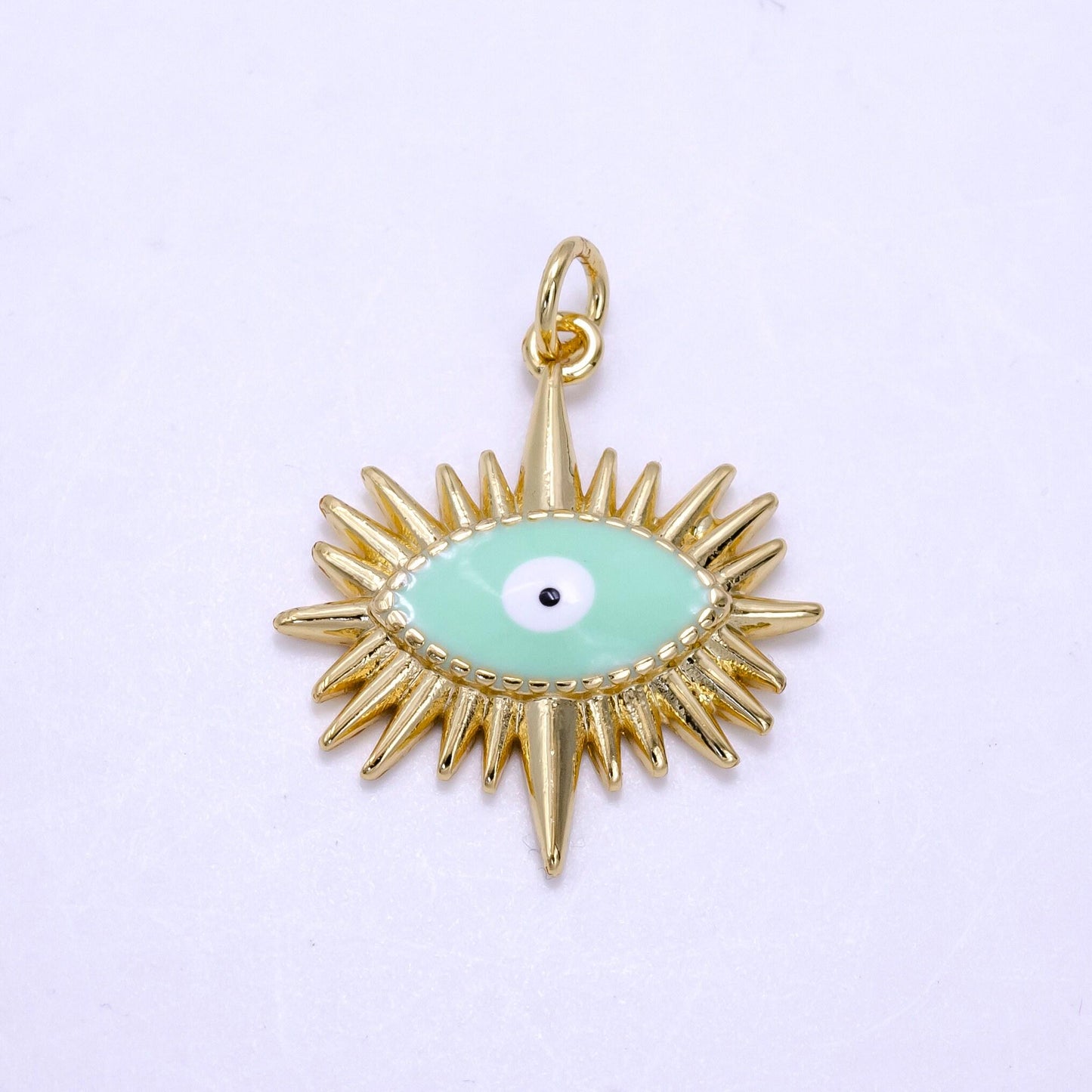 Gold evil eye charm necklace blue eye for amulet jewelry ag-545