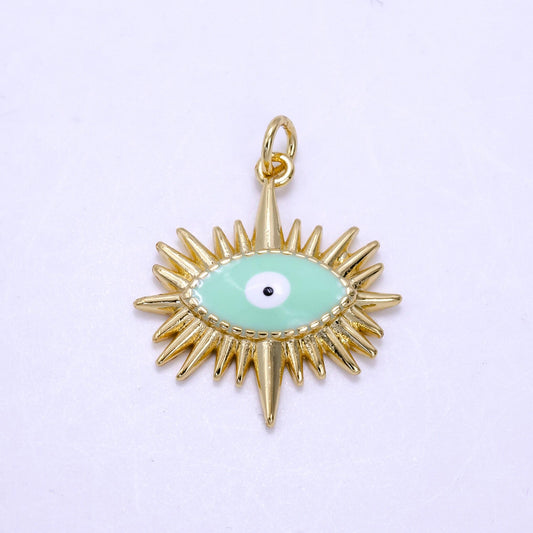 Gold evil eye charm necklace blue eye for amulet jewelry ag-545