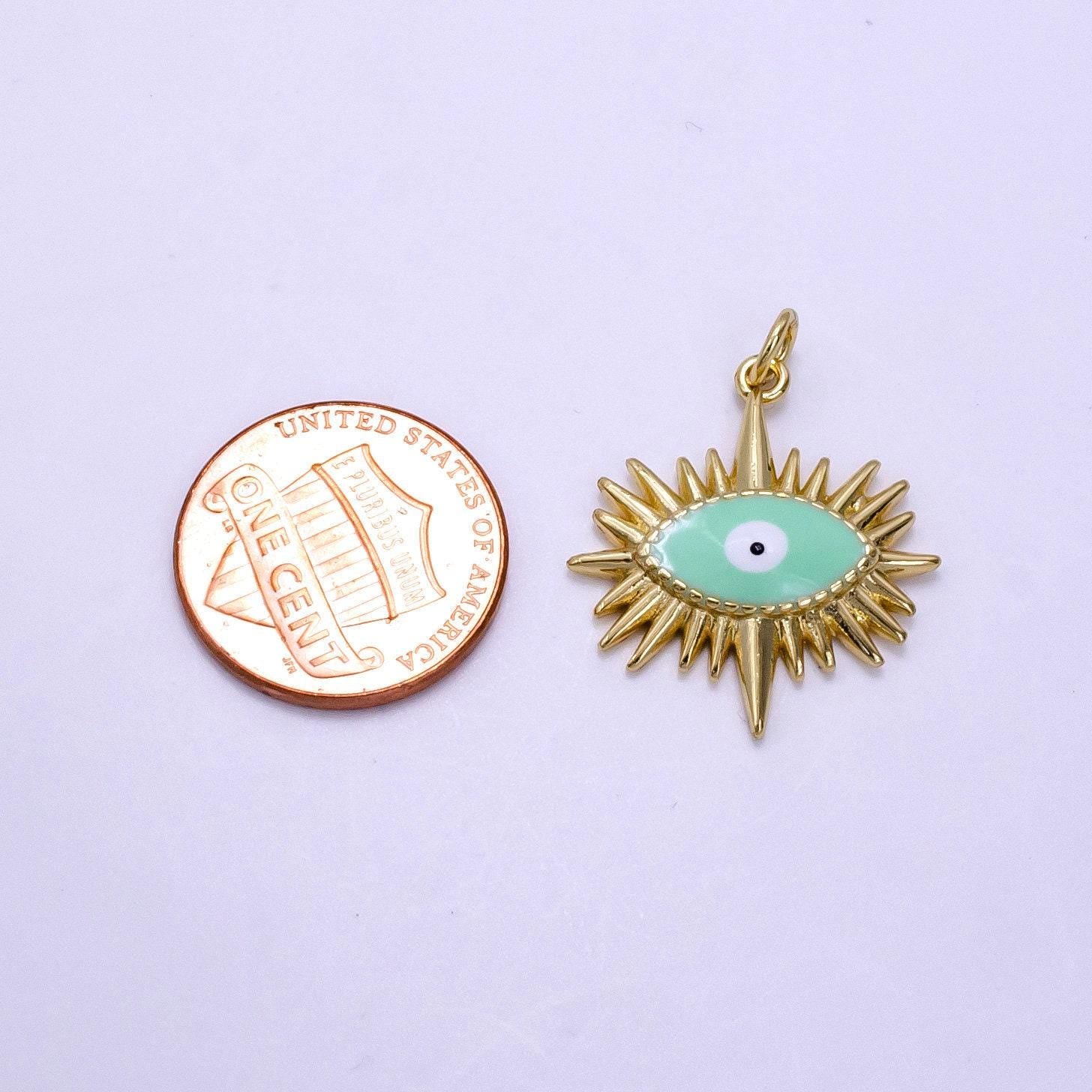 Gold evil eye charm necklace blue eye for amulet jewelry ag-545