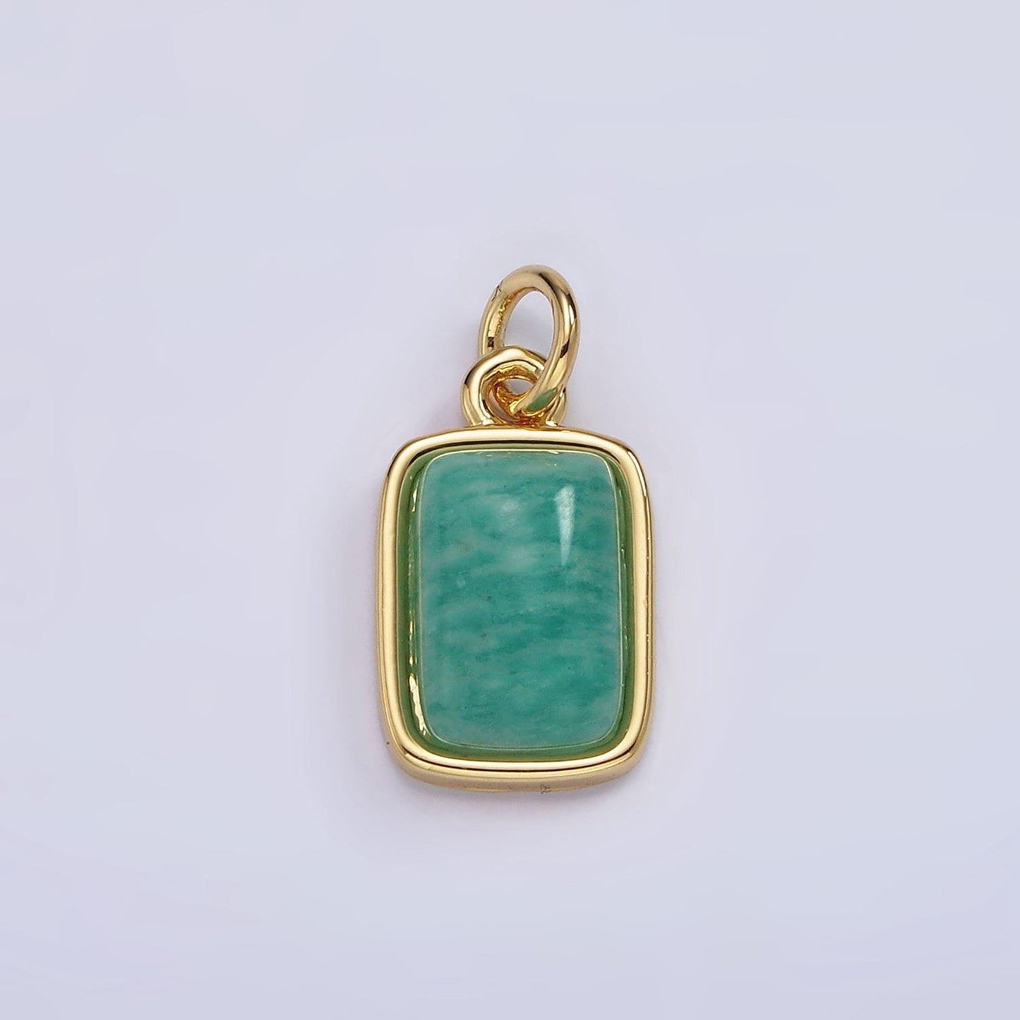14k gold filled amazonite, moonstone, labradorite rectangular bezel charm | ag540 - ag542