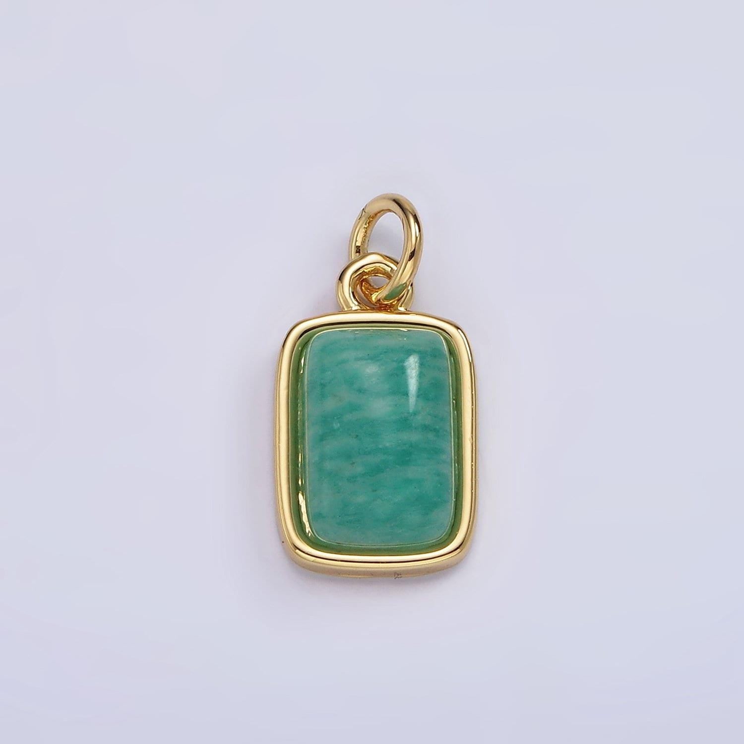 14k gold filled amazonite, moonstone, labradorite rectangular bezel charm | ag540 - ag542