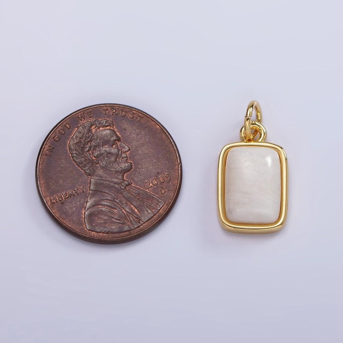 14k gold filled amazonite, moonstone, labradorite rectangular bezel charm | ag540 - ag542