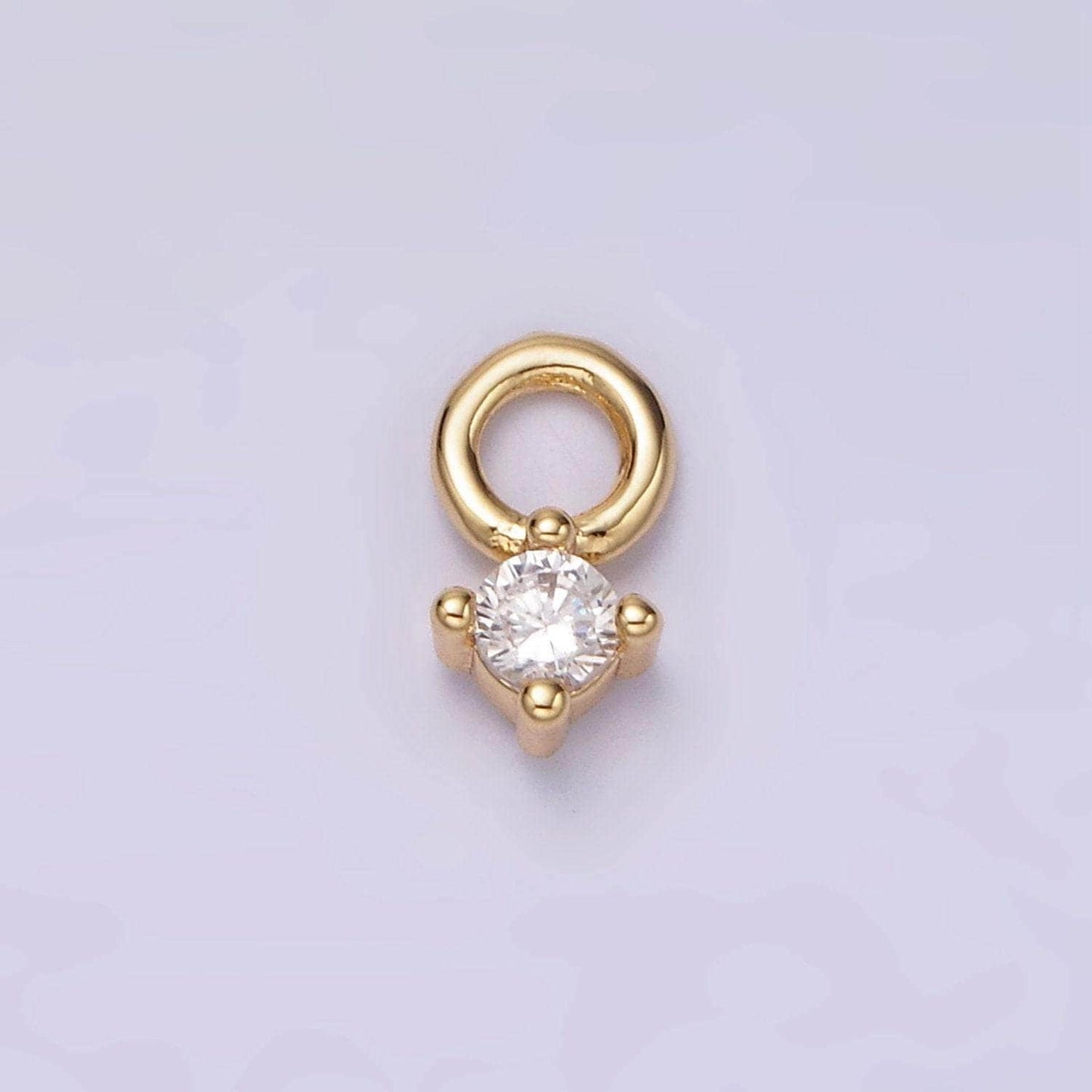 14k gold filled 5mm clear cz round mini add-on charm | ag529