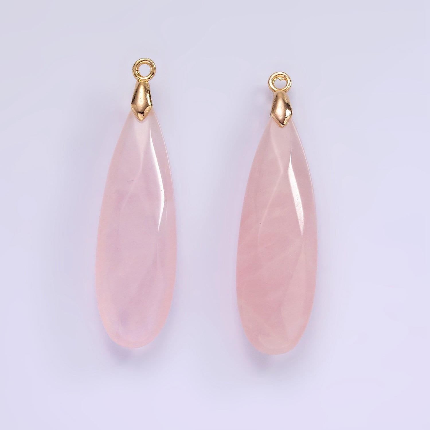 14k gold filled rose quartz, tourmaline, aventurine, lapis lazuli, tiger eye, amethyst, onyx teardrop multifaceted charm | ag471 - ag477