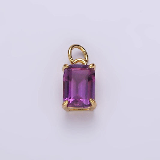 14k gold filled purple amethyst baguette bezel charm | ag444