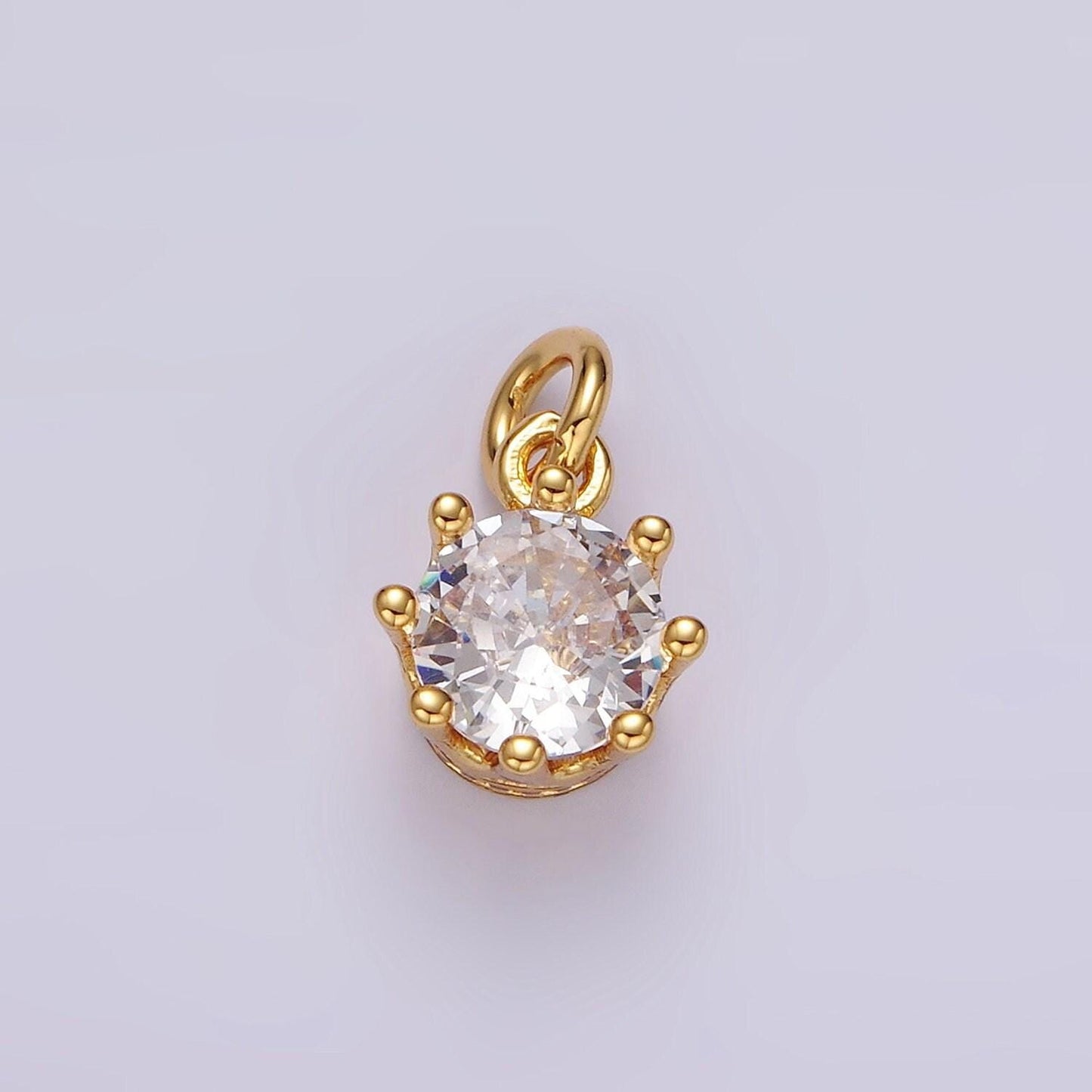 14k gold filled clear cz round dotted add-on charm in gold & silver | ag436 ag437