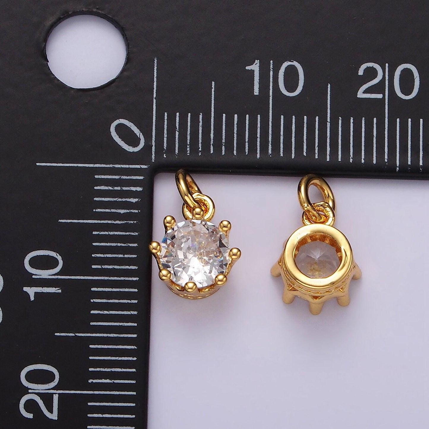 14k gold filled clear cz round dotted add-on charm in gold & silver | ag436 ag437