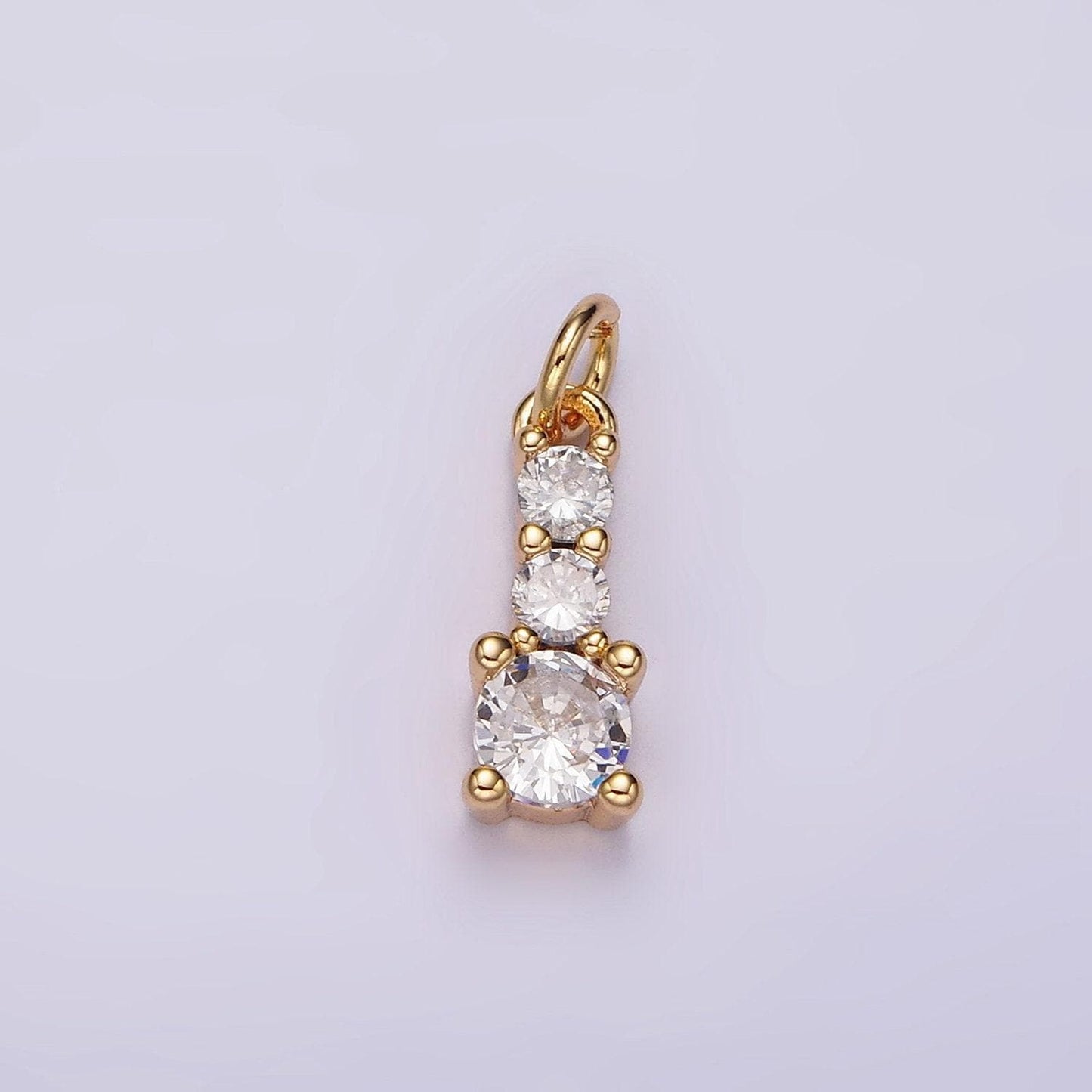 14k gold filled 13mm triple clear cz linear mini add-on charm | ag422