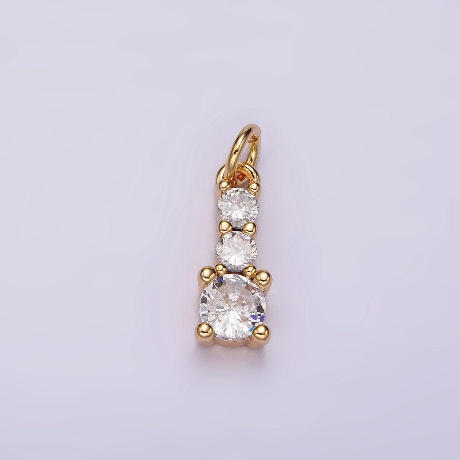 14k gold filled 13mm triple clear cz linear mini add-on charm | ag422