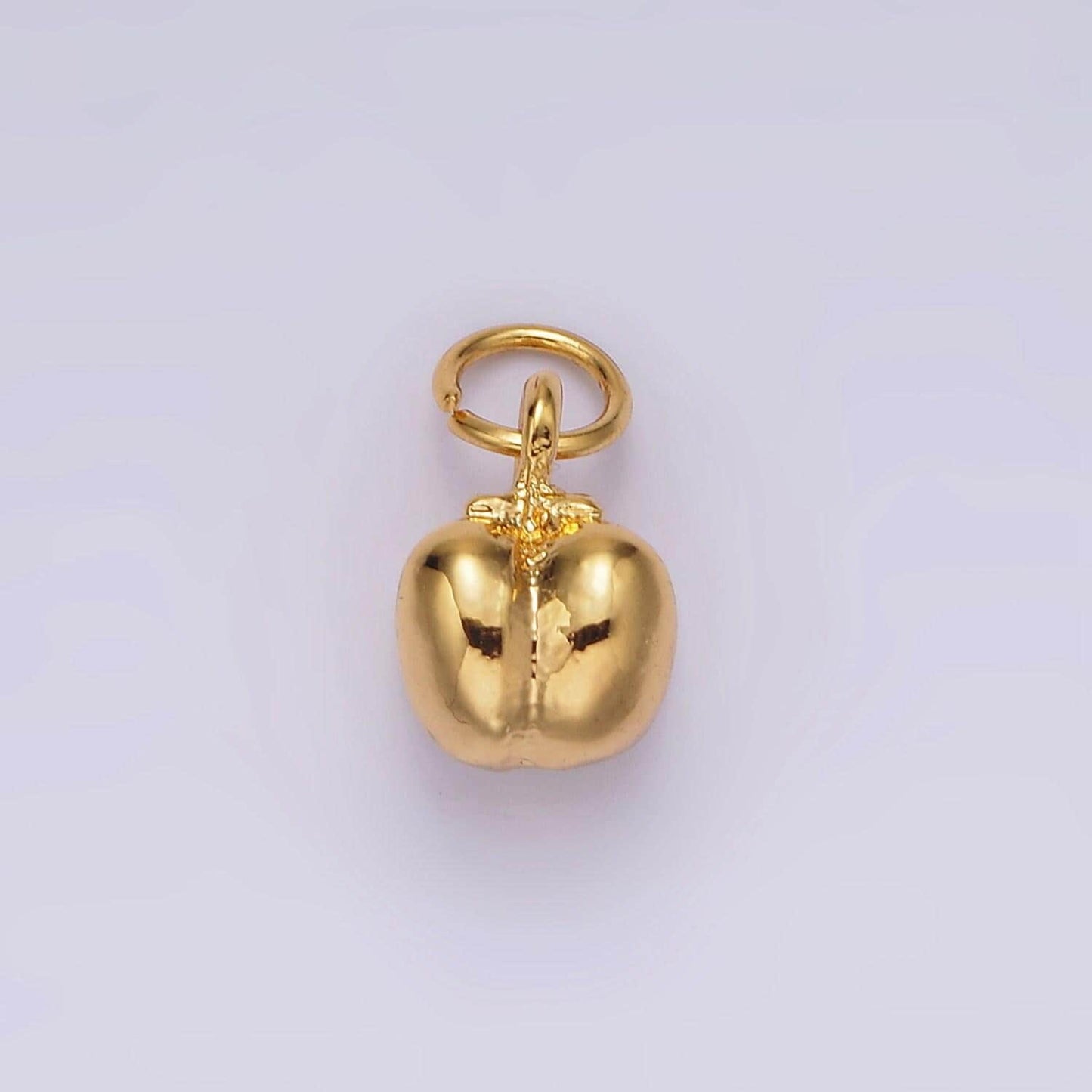 Gold bell pepper fruit puffed minimalist add-on charm fruit food pendant jewelry inspired | ag404