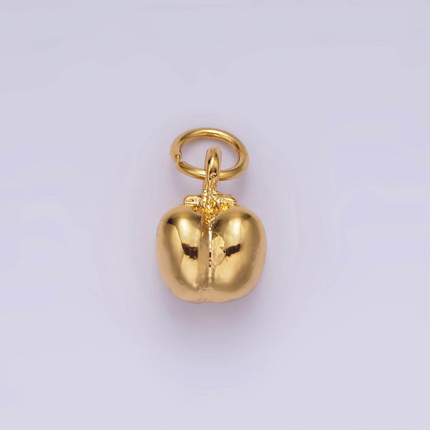Gold bell pepper fruit puffed minimalist add-on charm fruit food pendant jewelry inspired | ag404