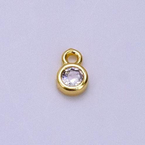 14k gold filled micro pave cz geometric pendant charm mini clear cz circle bezel cut pendant charm ag-382