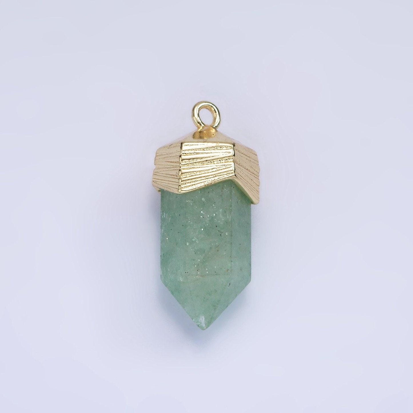 Dainty pendulum gemstone pointed pendant stone crystal, amethyst, quartz, onyx , amazonite, teal gold plated ag343