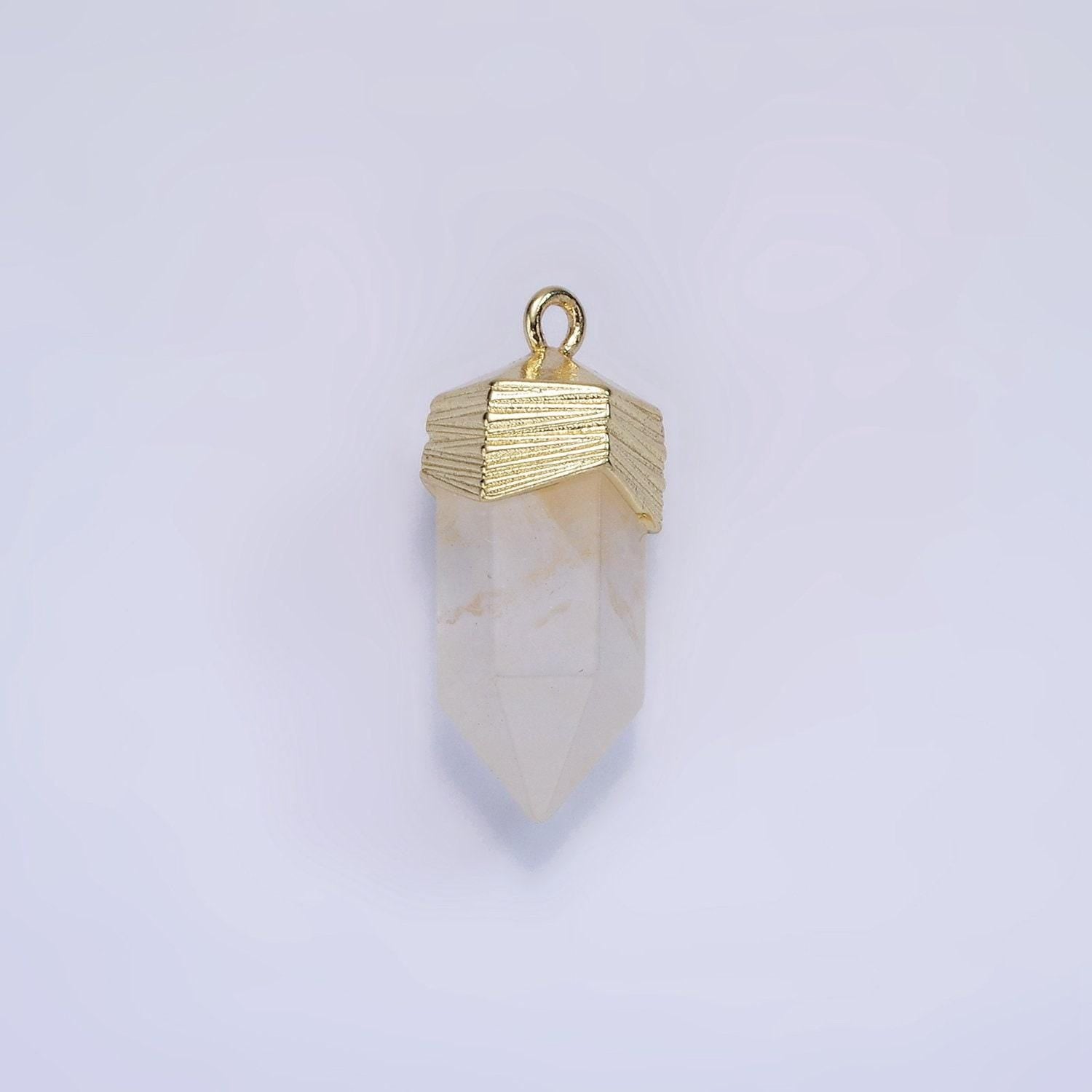 Dainty pendulum gemstone pointed pendant stone crystal, amethyst, quartz, onyx , amazonite, teal gold plated ag343