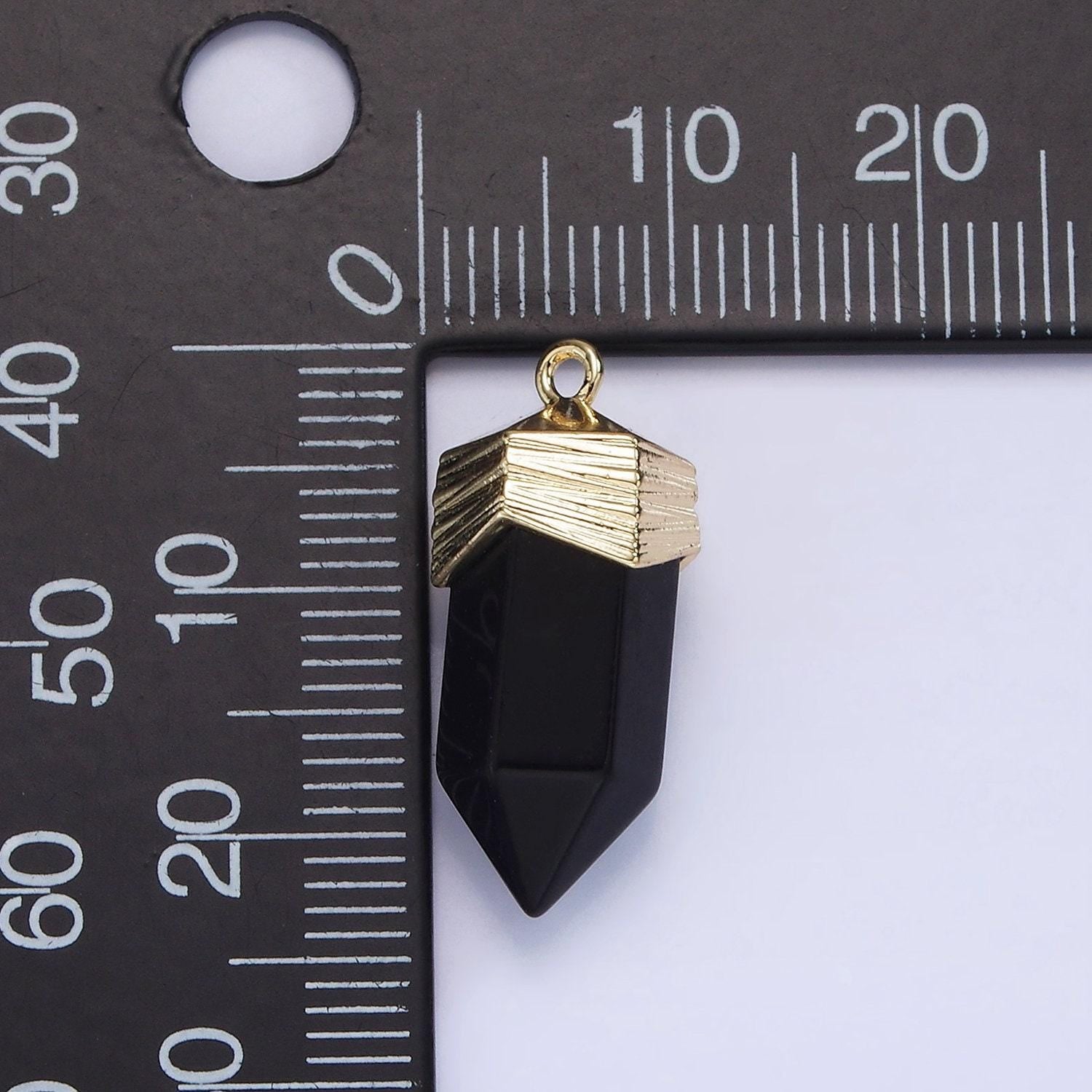 Dainty pendulum gemstone pointed pendant stone crystal, amethyst, quartz, onyx , amazonite, teal gold plated ag343