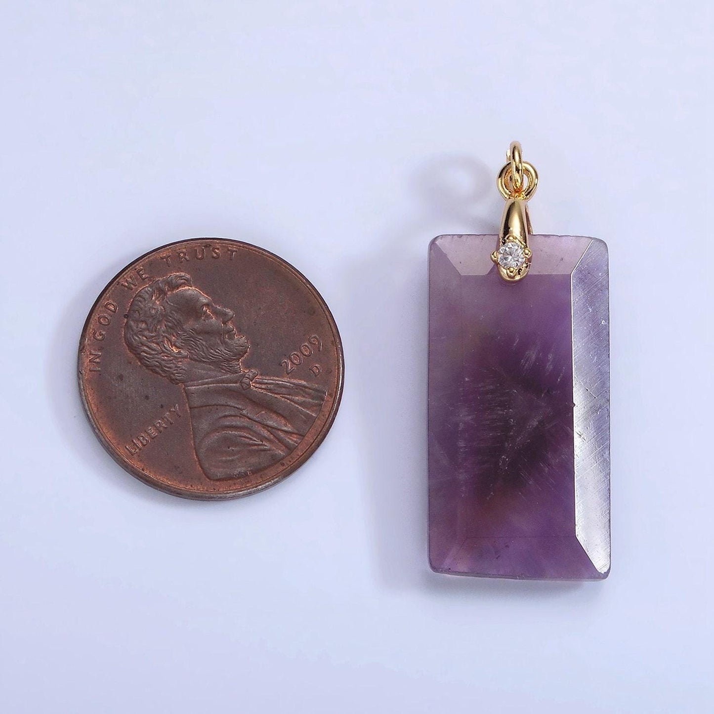Dainty natural gemstone howlite amethyst rose quartz onyx tax rectangle charm cz bail pendant | ag288 - ag293