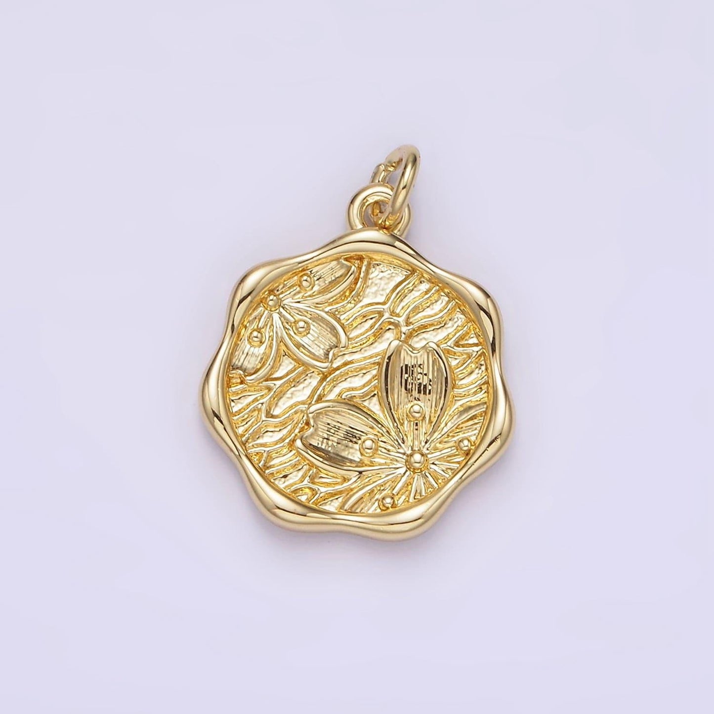 14k gold filled hawthorne may birth flower molten stamped charm | ag268