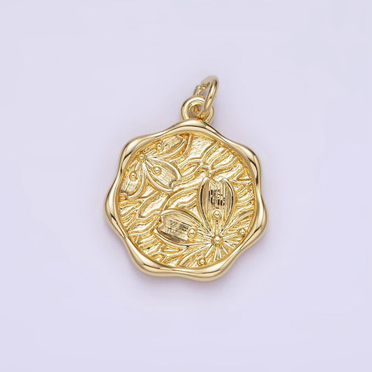14k gold filled hawthorne may birth flower molten stamped charm | ag268