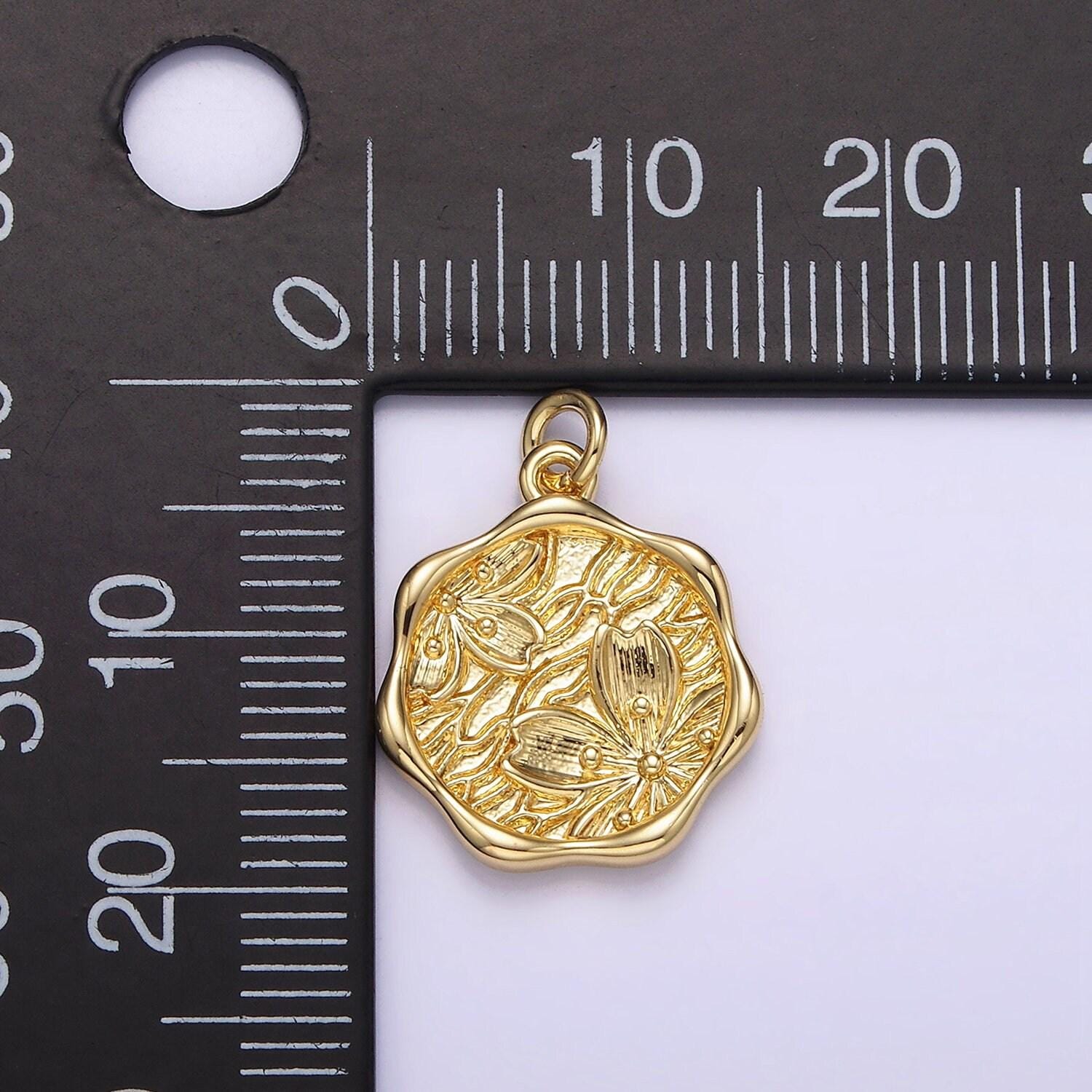 14k gold filled hawthorne may birth flower molten stamped charm | ag268