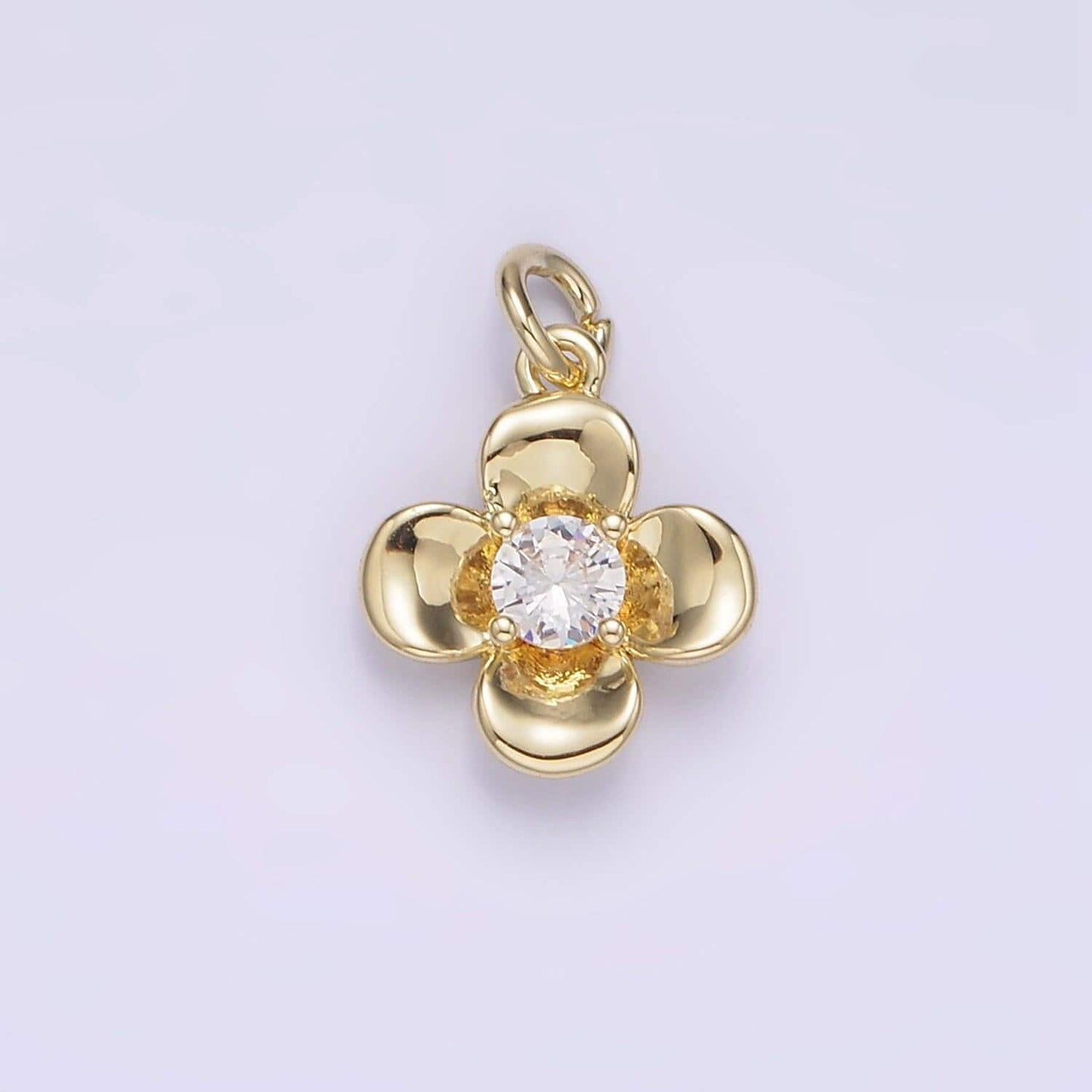 14k gold filled clear cz flower quatrefoil add-on charm | ag250