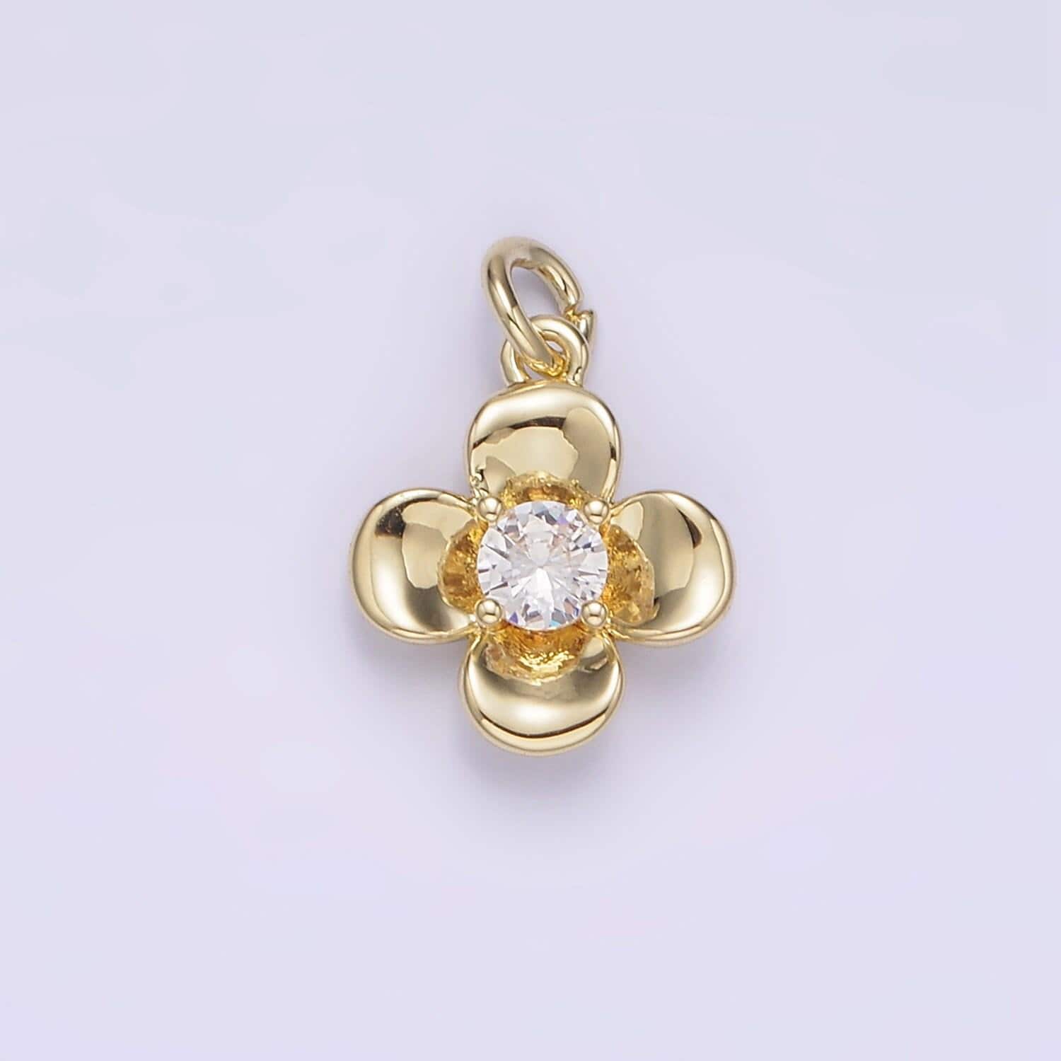 14k gold filled clear cz flower quatrefoil add-on charm | ag250