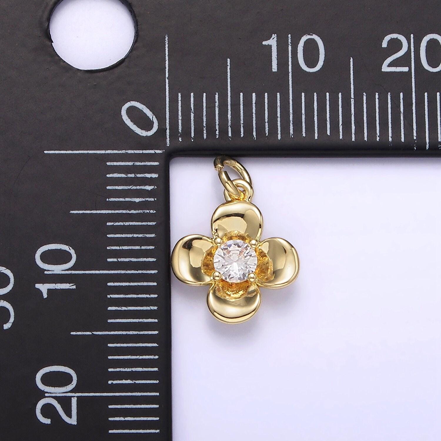 14k gold filled clear cz flower quatrefoil add-on charm | ag250