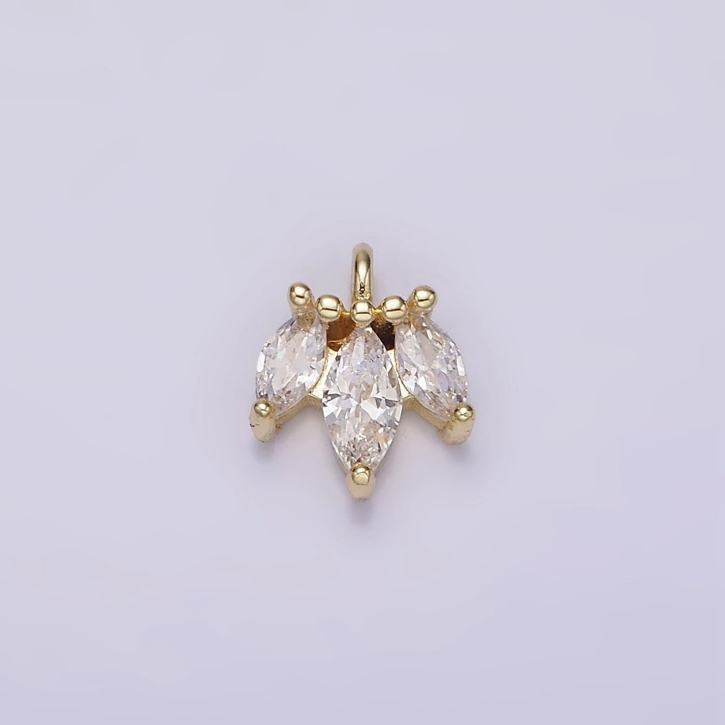14k gold filled triple clear marquise mini charm | ag233