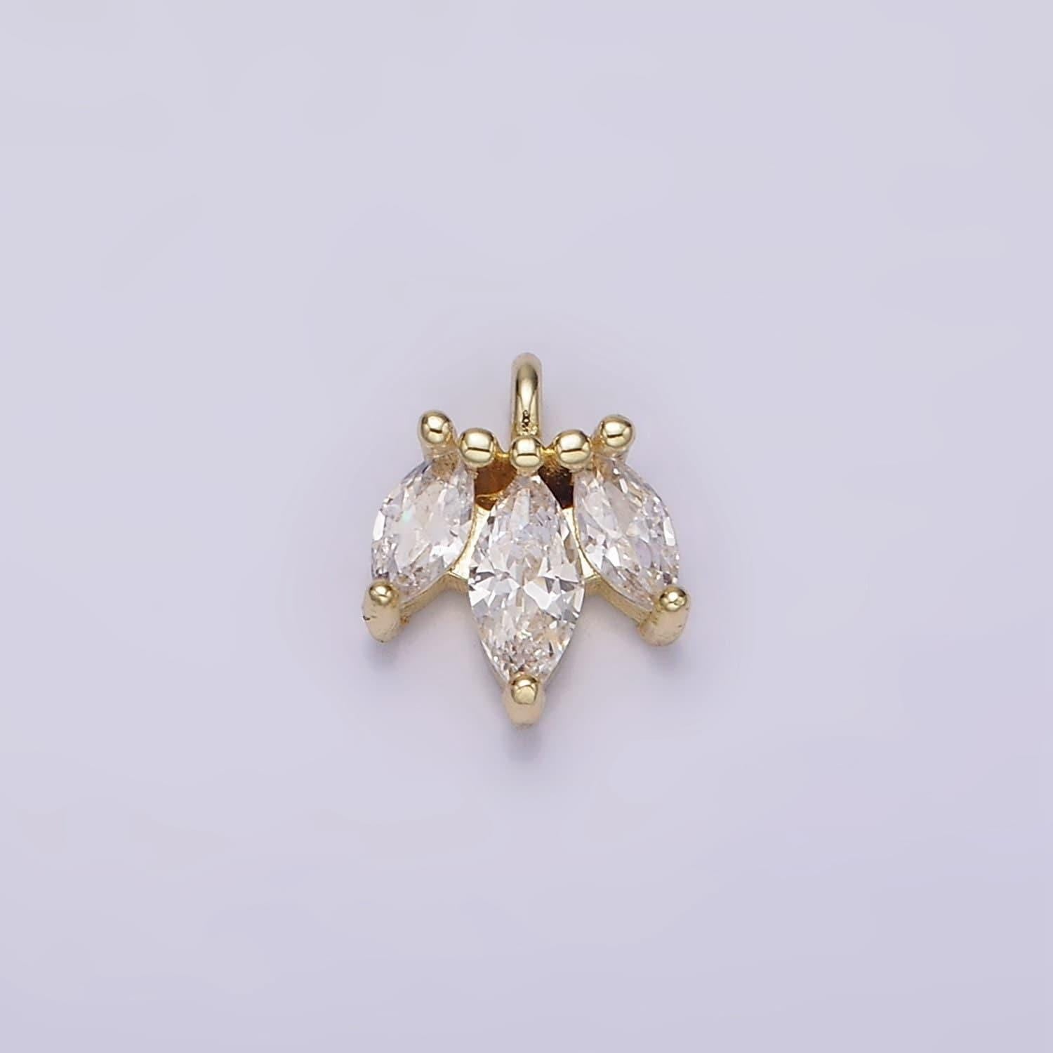 14k gold filled triple clear marquise mini charm | ag233