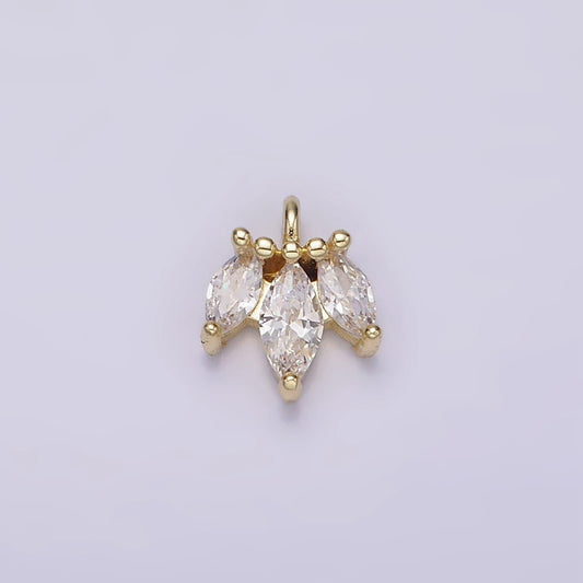 14k gold filled triple clear marquise mini charm | ag233