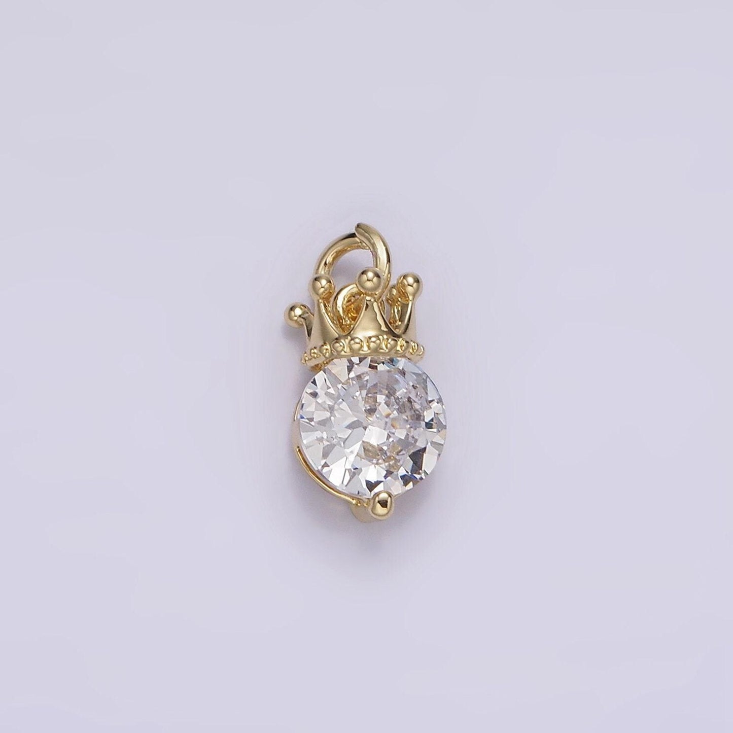 Dainty 14k gold filled pink, purple, clear round cz crown add-on charm | ag238 - ag240