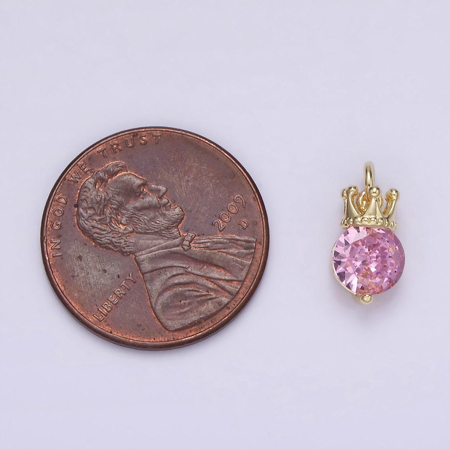 Dainty 14k gold filled pink, purple, clear round cz crown add-on charm | ag238 - ag240