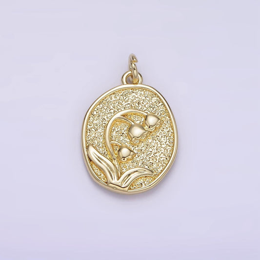 14k gold filled snowdrop january birth flower hammered stamped personalized double sided charm | ag227