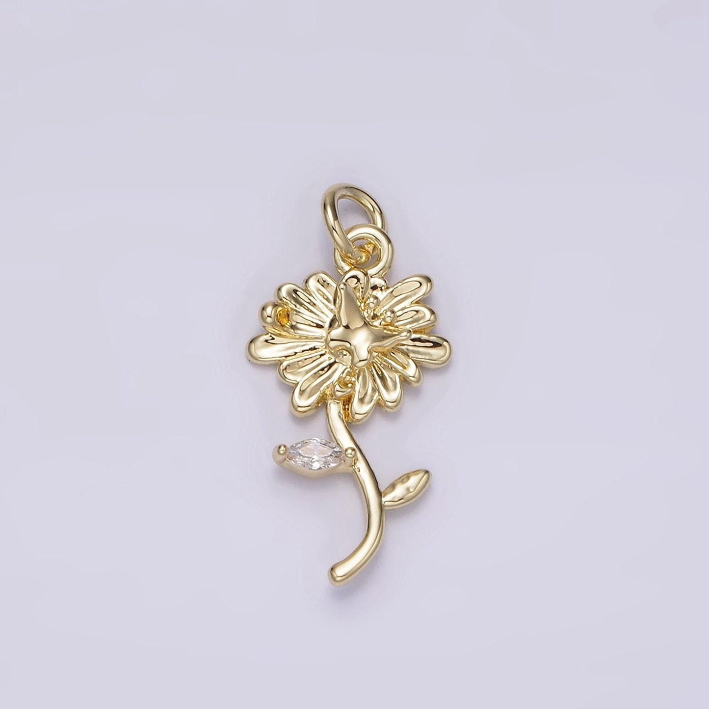 14k gold filled daisy butterfly clear marquise leaf charm | ag215