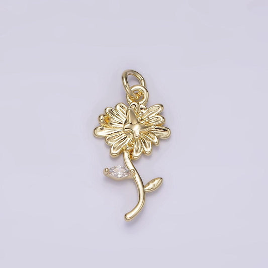 14k gold filled daisy butterfly clear marquise leaf charm | ag215