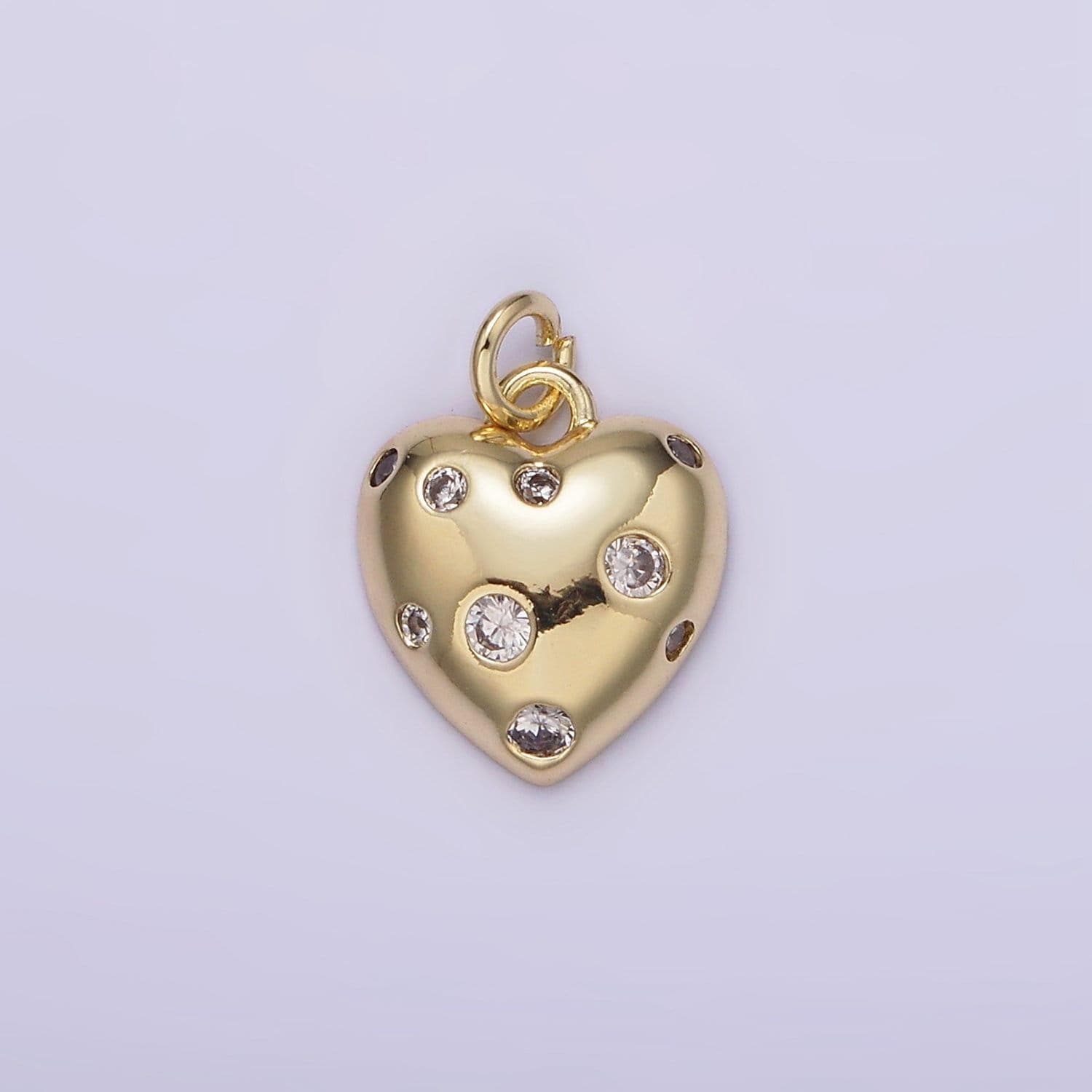 Gold heart charm, cz dots bubble charm pendant tiny heart charm 14k gold filled ag-208