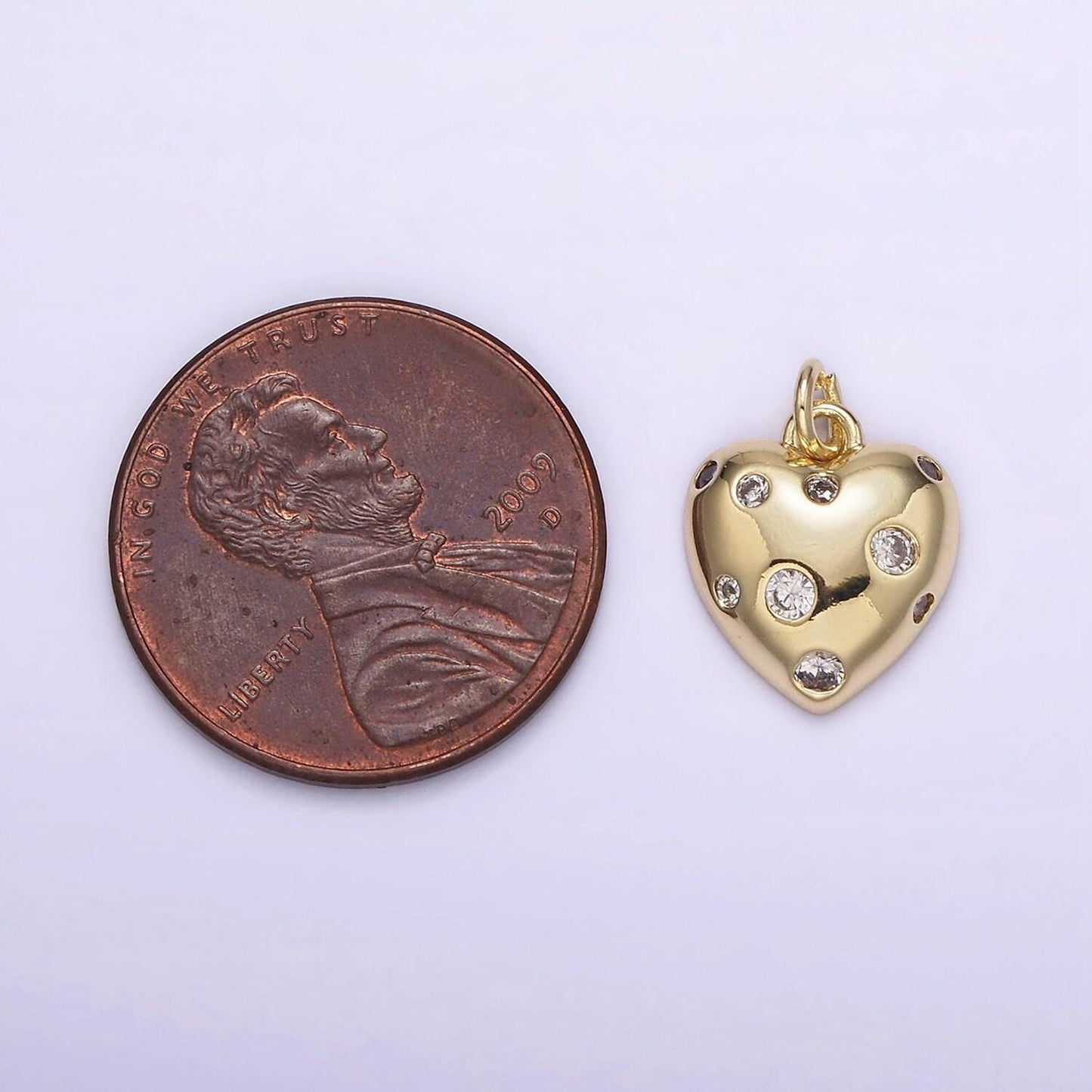 Gold heart charm, cz dots bubble charm pendant tiny heart charm 14k gold filled ag-208
