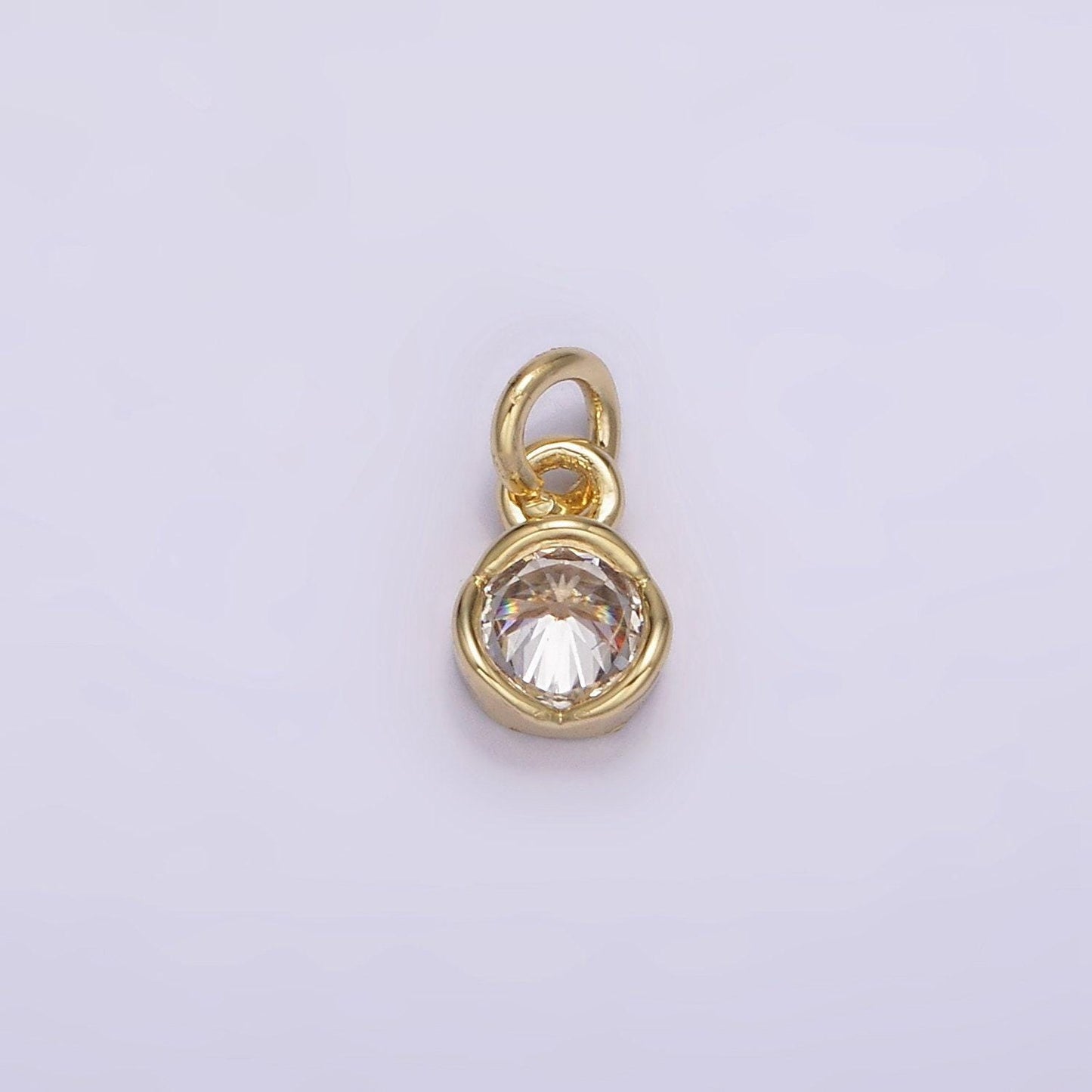 14k gold filled clear cz bezel minimalist round add-on charm | ag201