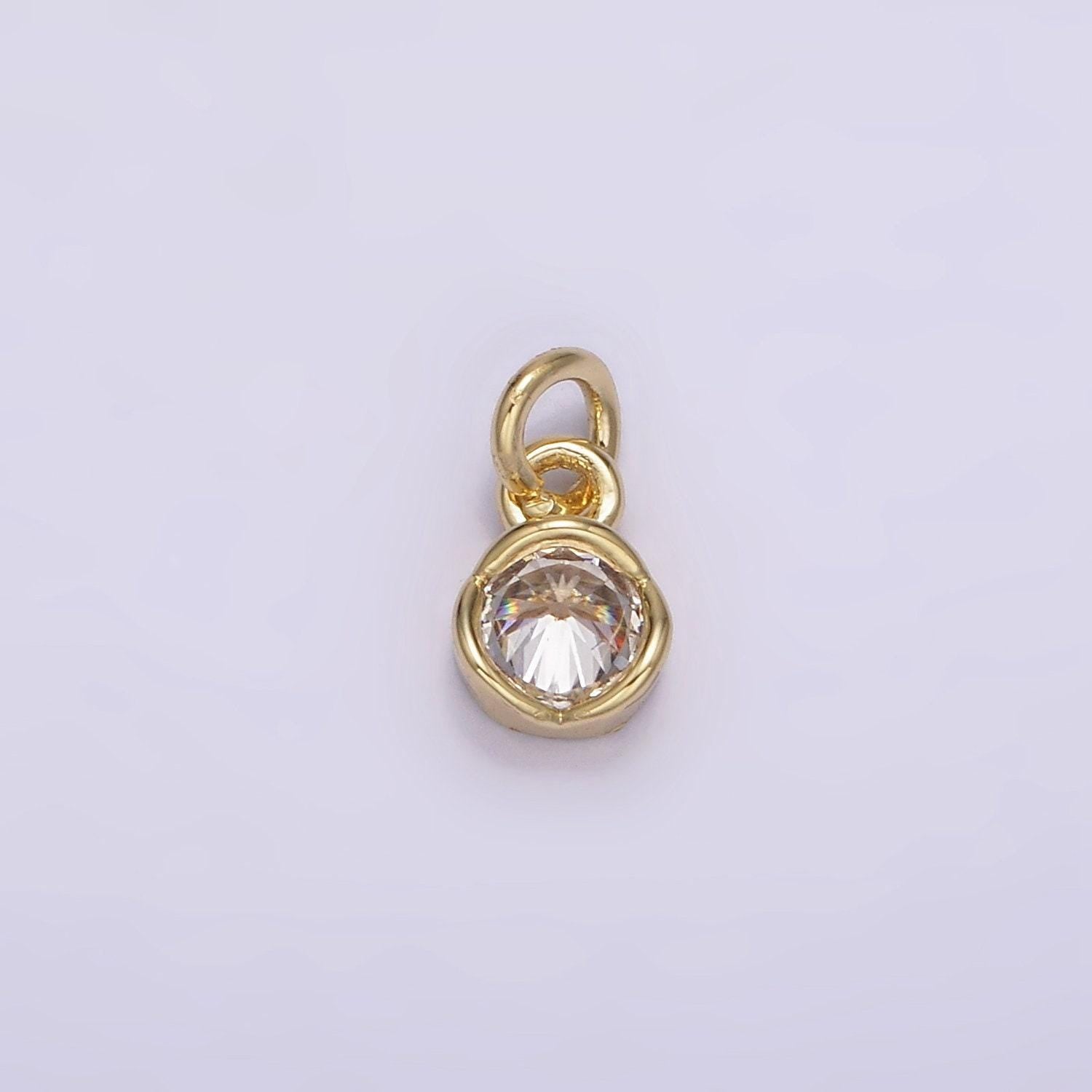 14k gold filled clear cz bezel minimalist round add-on charm | ag201