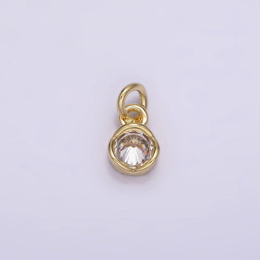 14k gold filled clear cz bezel minimalist round add-on charm | ag201