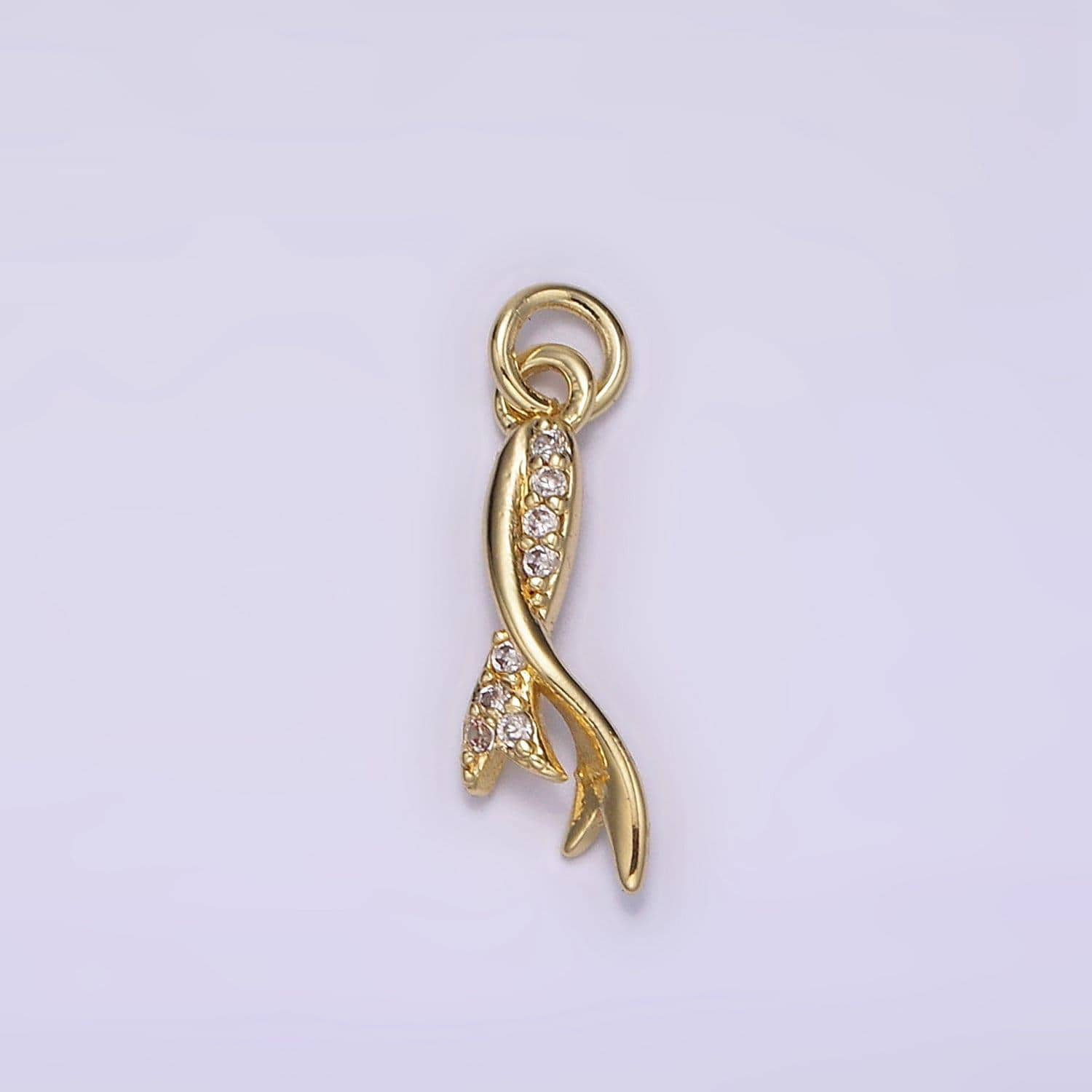 14k gold filled clear micro paved cz ribbon tie add-on charm | ag195