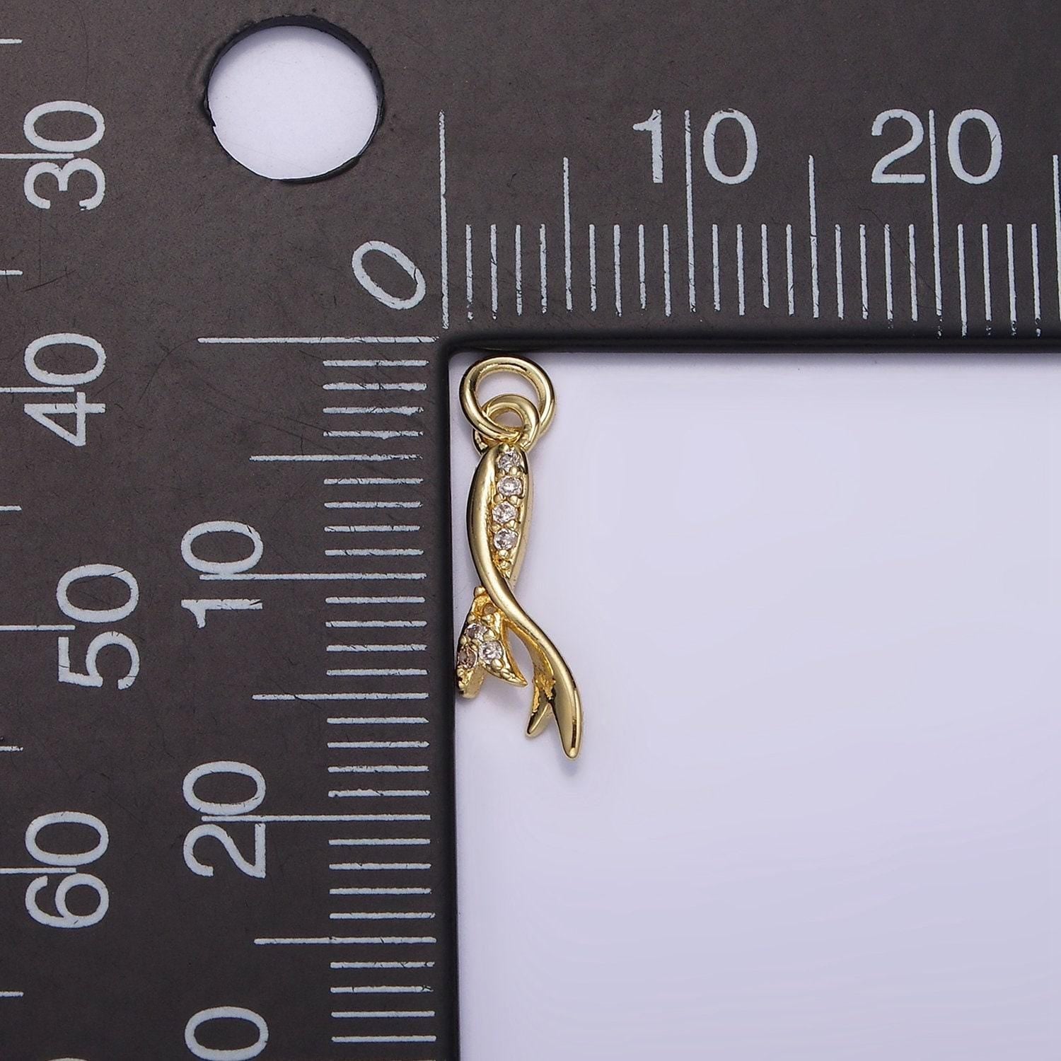 14k gold filled clear micro paved cz ribbon tie add-on charm | ag195