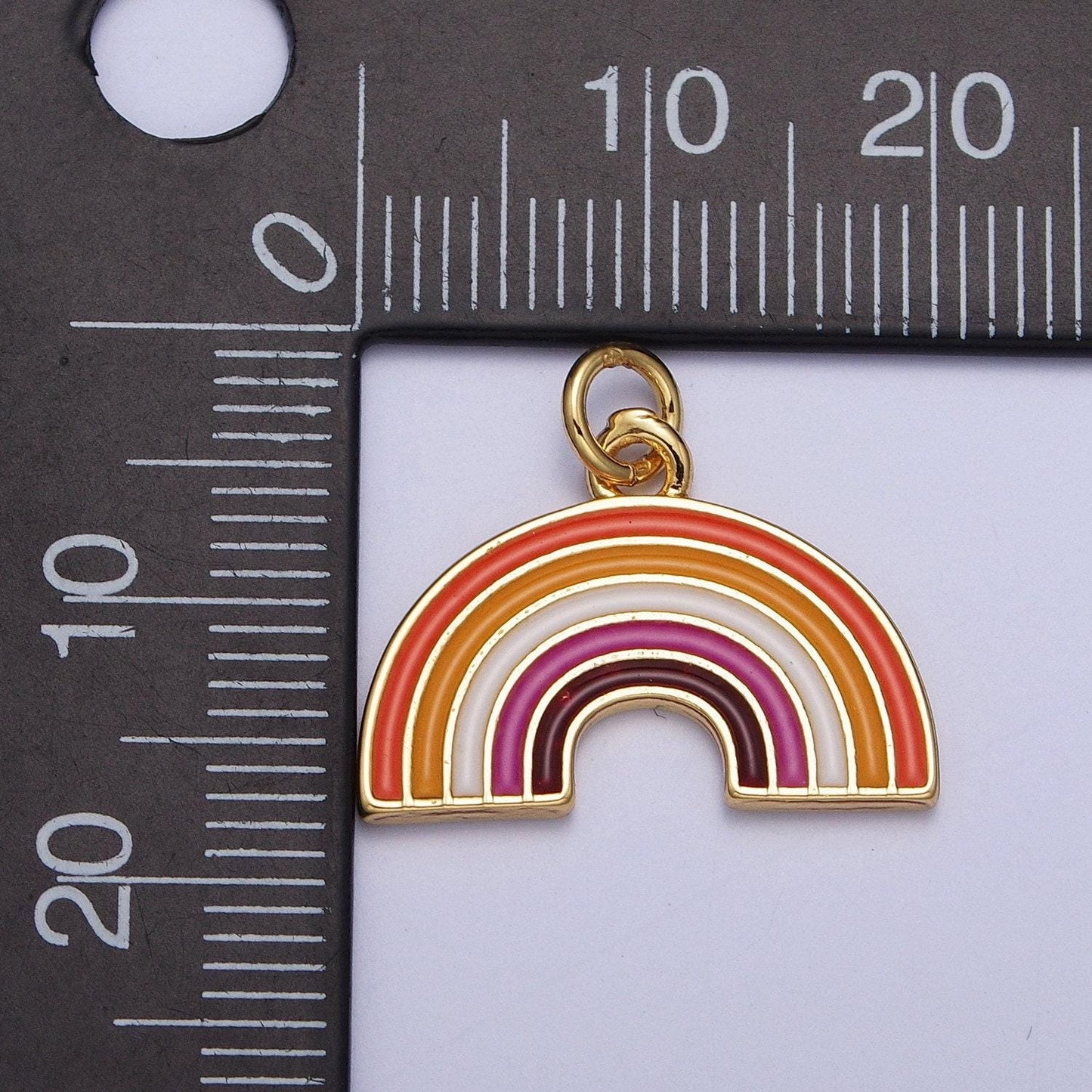 Lesbian pride community rainbow charm, dainty 24k gold filled lgbtqia+ lesbian pride flag rainbow pendant | ag111