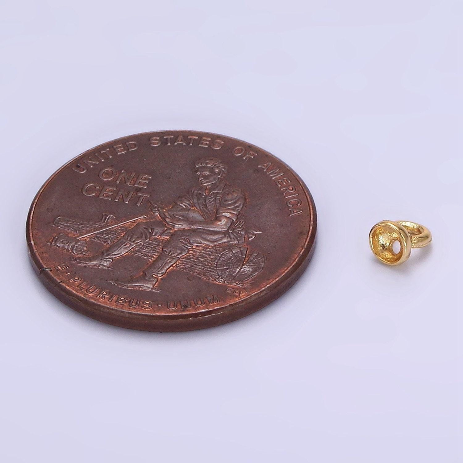Gold bead and pearl cap with peg for top beads minimalist charm supply component | ag105