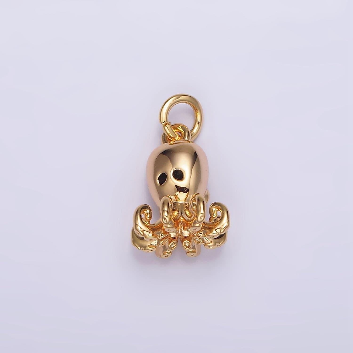 16k gold filled black-eyed cz octopus squid add-on charm | ag-011