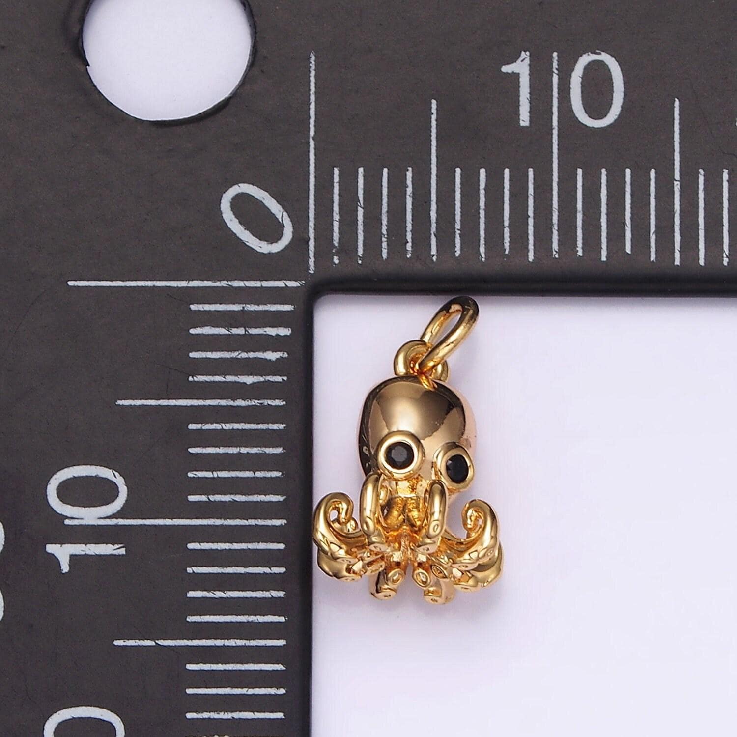 16k gold filled black-eyed cz octopus squid add-on charm | ag-011