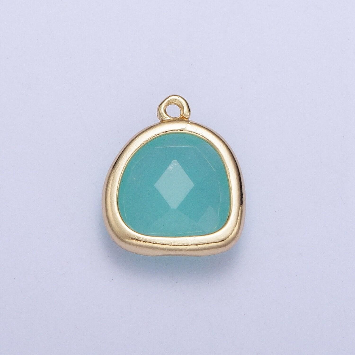 14k gold dainty abstract semi-circle backpack-shaped pendant, baby blue pink micro pave cz stone charms for jewelry findings ag-003, ag-004