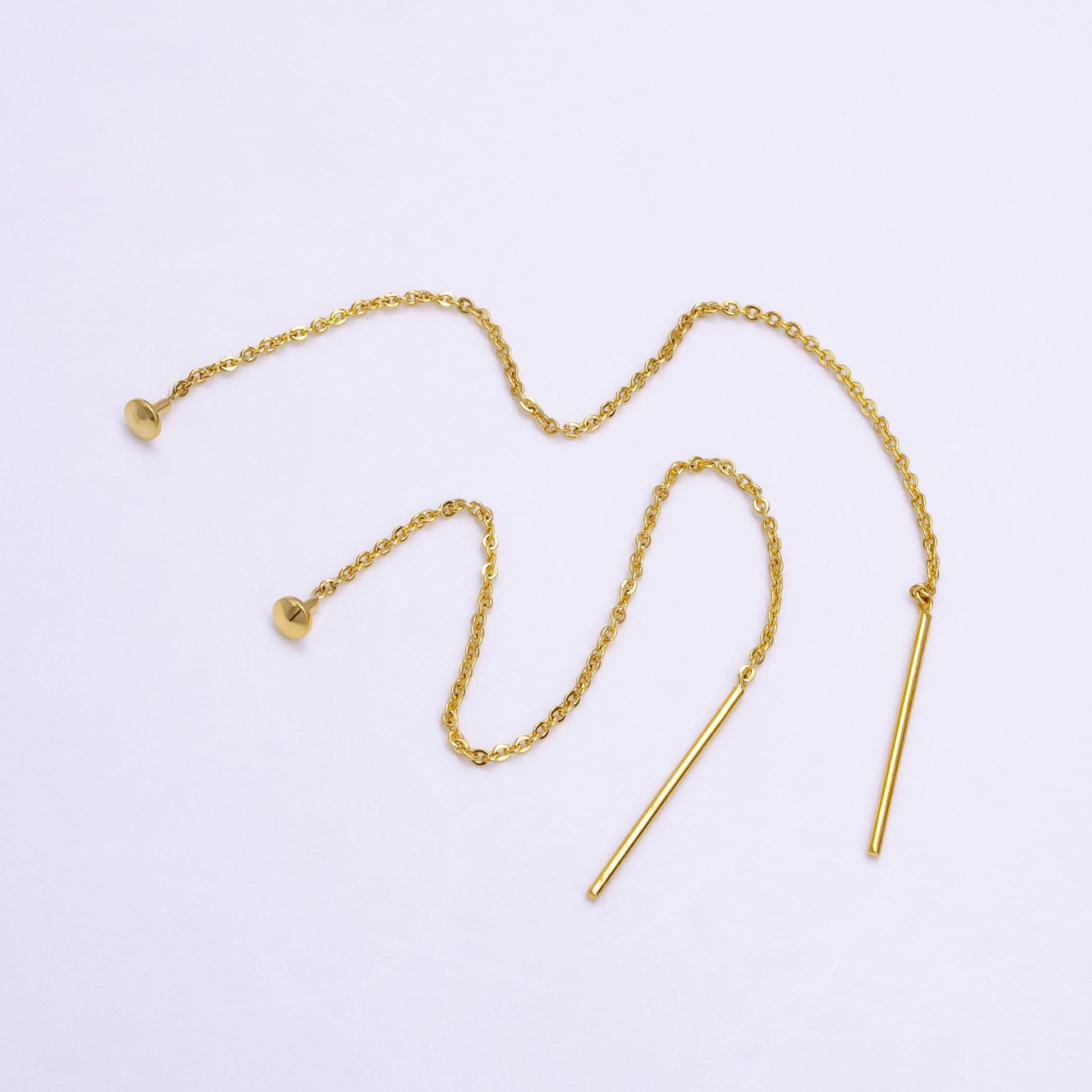 Dainty ear thread earrings 24k gold filled 3.5 inches cable rolo link chain long threader earring making supply | ae821