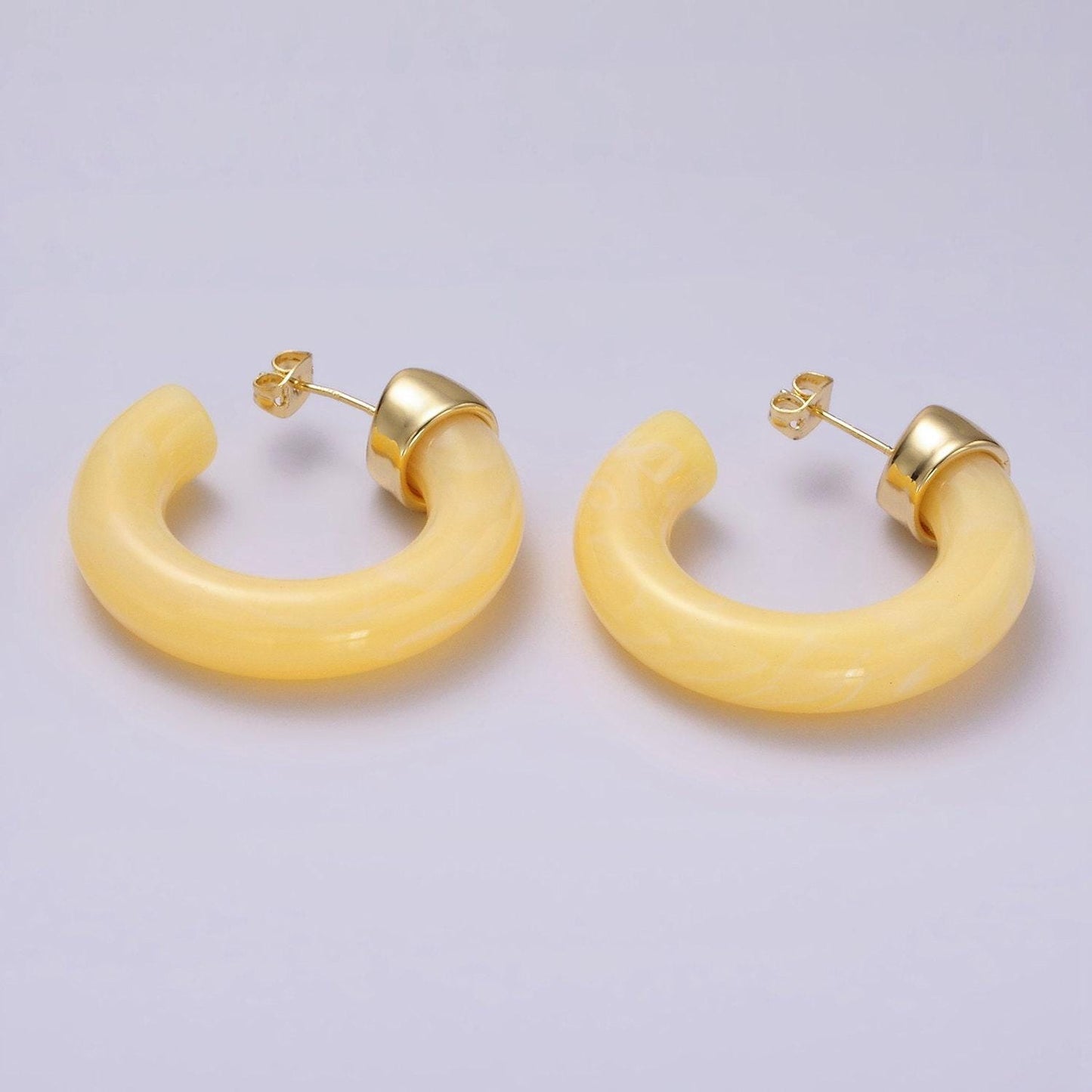Neon marble acrylic resin geometric earrings hoop for women chunky c shaped hoops earrings trendy earring gift idea ae-189