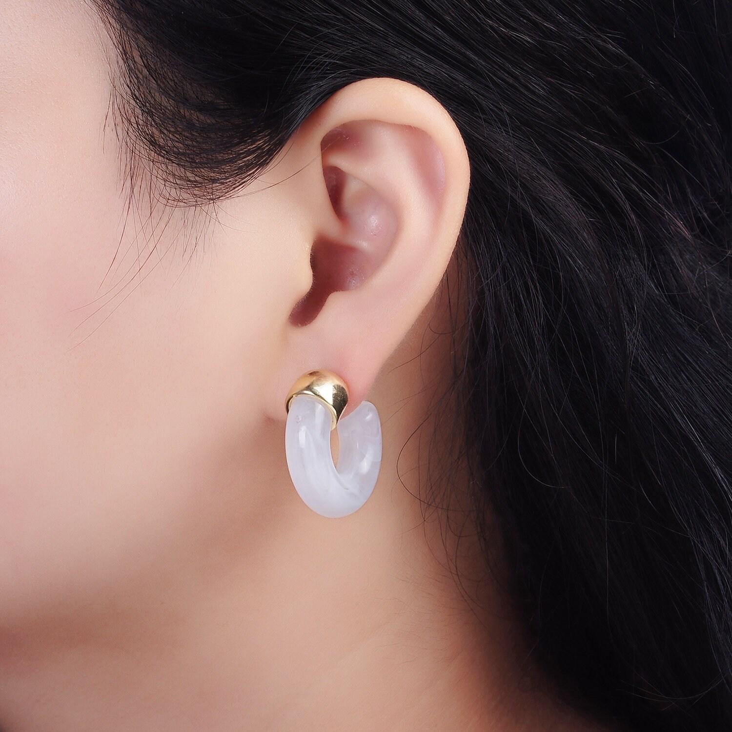 Neon acrylic hoop earrings large hoop earrings purple white pink green orange colorful hoops