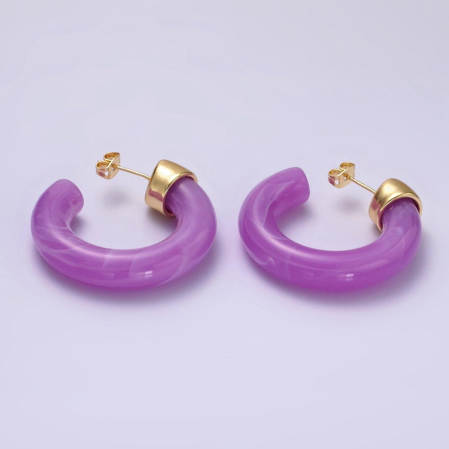 Neon marble acrylic resin geometric earrings hoop for women chunky c shaped hoops earrings trendy earring gift idea ae-189